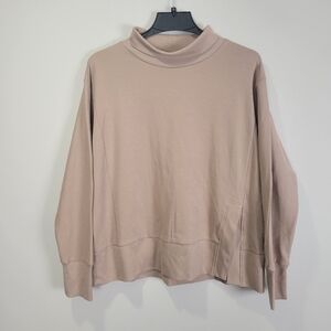NEW Haven Well Within Mock-neck Sweatshirt Womens Large Tan Relaxed Fit Lounge
